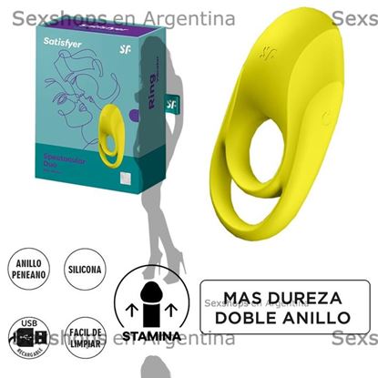 Spectacular Duo anillo peneano con vibracion y carga USB